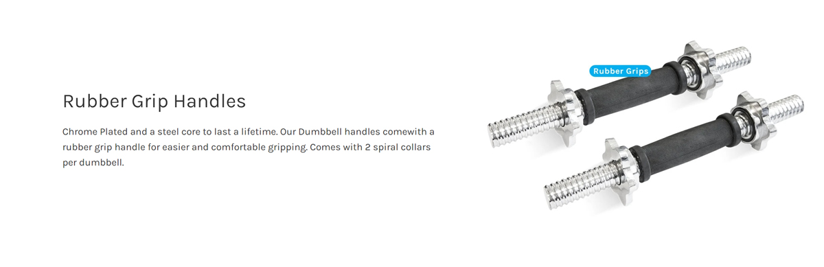 Rubber Grip Dumbbell Handles with Collars